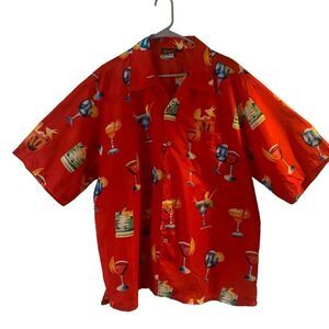 Pre Owned Men’s Basix Short Sleeve Button Up Shirt XXL Festive Comfort Party
